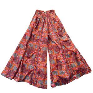 Mamey Paisley Elasticated Waist Palazzo Wide Leg Pants Women Small Multicolor NA